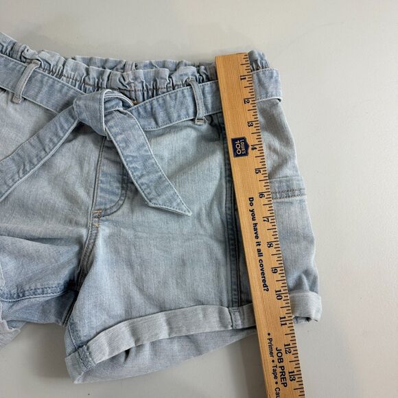Abercrombie Kids High-Rise Paperbag Waist Shorts Light Blue Denim Size 13/14 - Picture 10 of 11